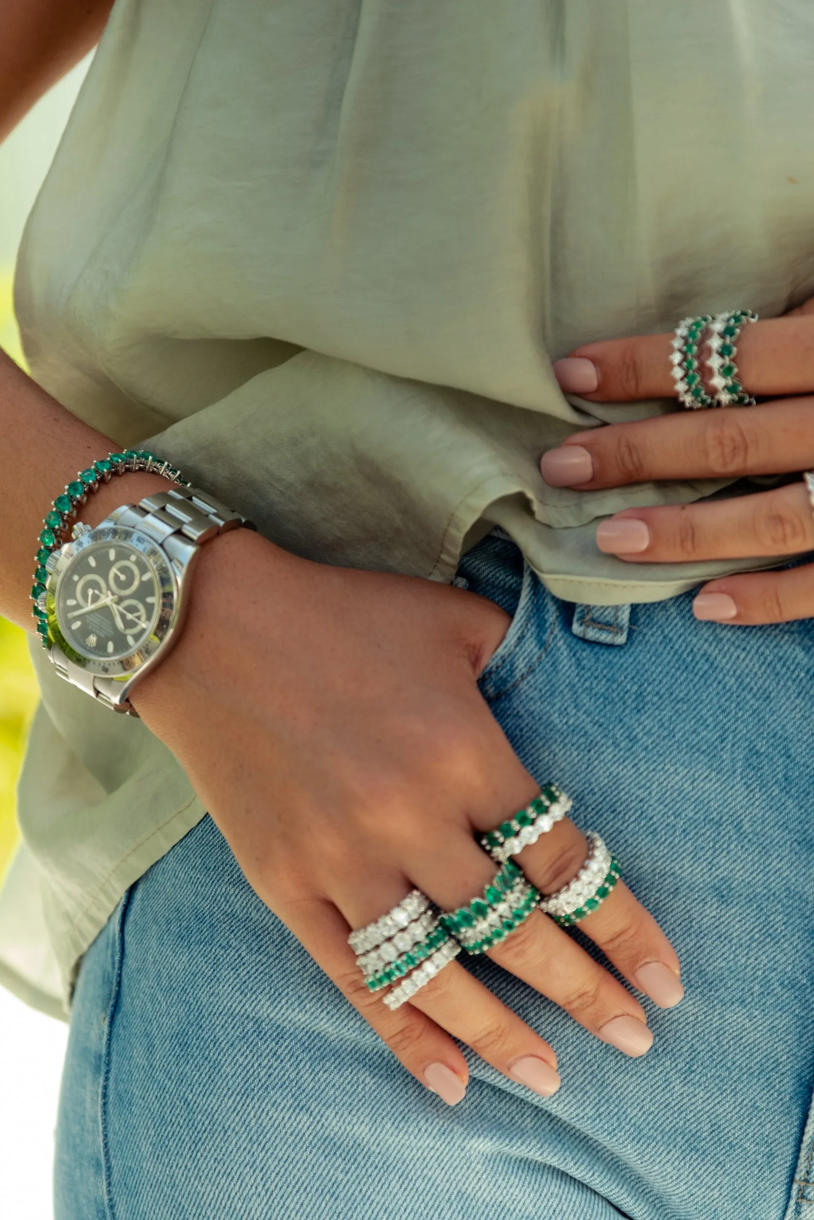 0.10ct Round Emerald Eternity Ring