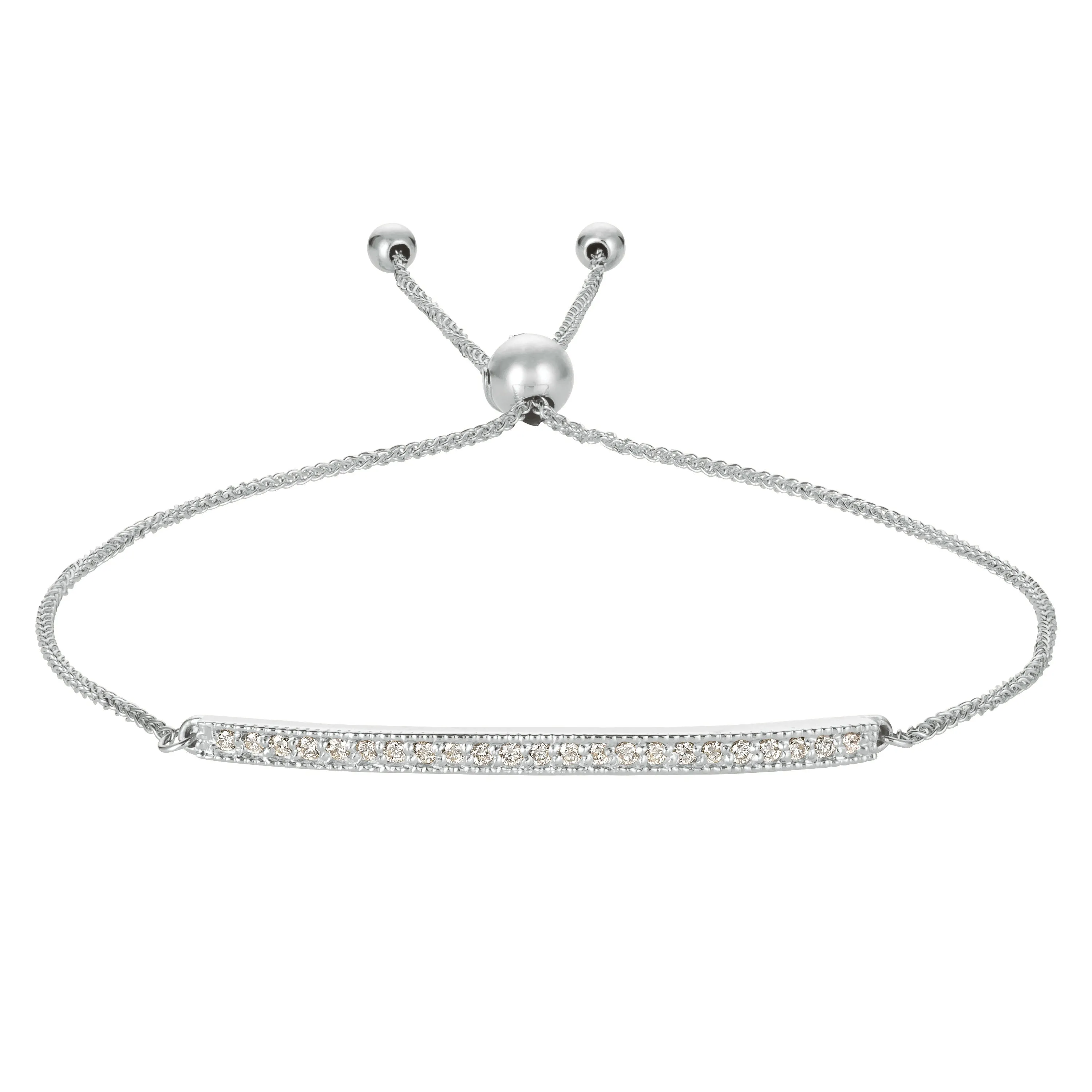 0.20 Carat Natural Diamond Bolo Bar Bracelet G SI 14K Rose Gold 7'' adjustable