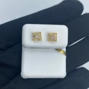 10K Classic Square Gold and Diamond Earrings