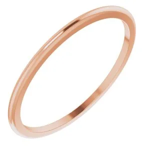 10K Rose 1 mm Half Round Band Size 6