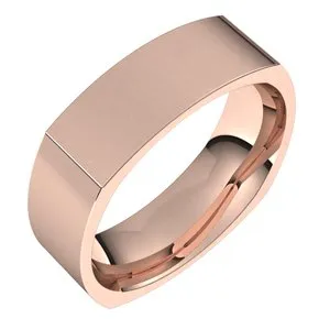 10K Rose 6 mm Square Comfort Fit Band Size 8
