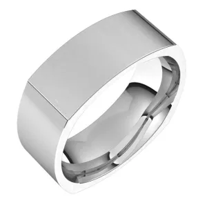 10K White Gold 8 mm Square Comfort Fit Wedding Band