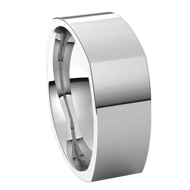 10K White Gold 8 mm Square Comfort Fit Wedding Band