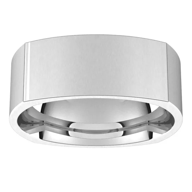 10K White Gold 8 mm Square Comfort Fit Wedding Band