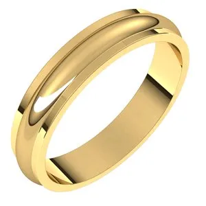 10K Yellow 4 mm Half Round Edge Band Size 8.5