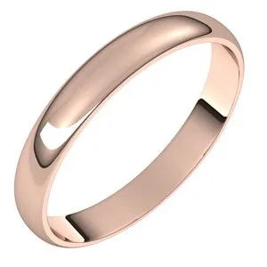 14K Rose 3 mm Half Round Ultra-Light Band Size 6