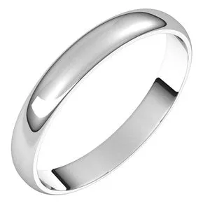 14K White 3 mm Half Round Ultra-Light Band Size 5.5