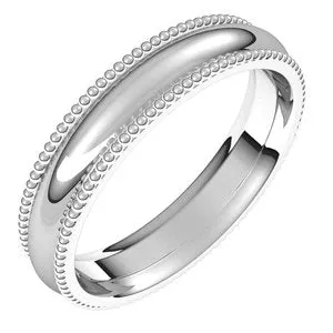 14K White 4 mm Beaded Comfort-Fit Band Size 7