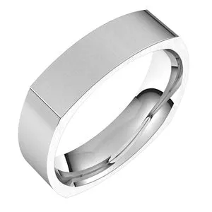 14K White 5 mm Square Comfort Fit Band Size 5.5