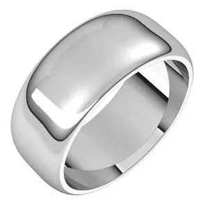 14K White 8 mm Half Round Band Size 6