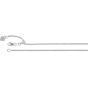 14k White Gold 1.4mm Adjustable Fashion Chain