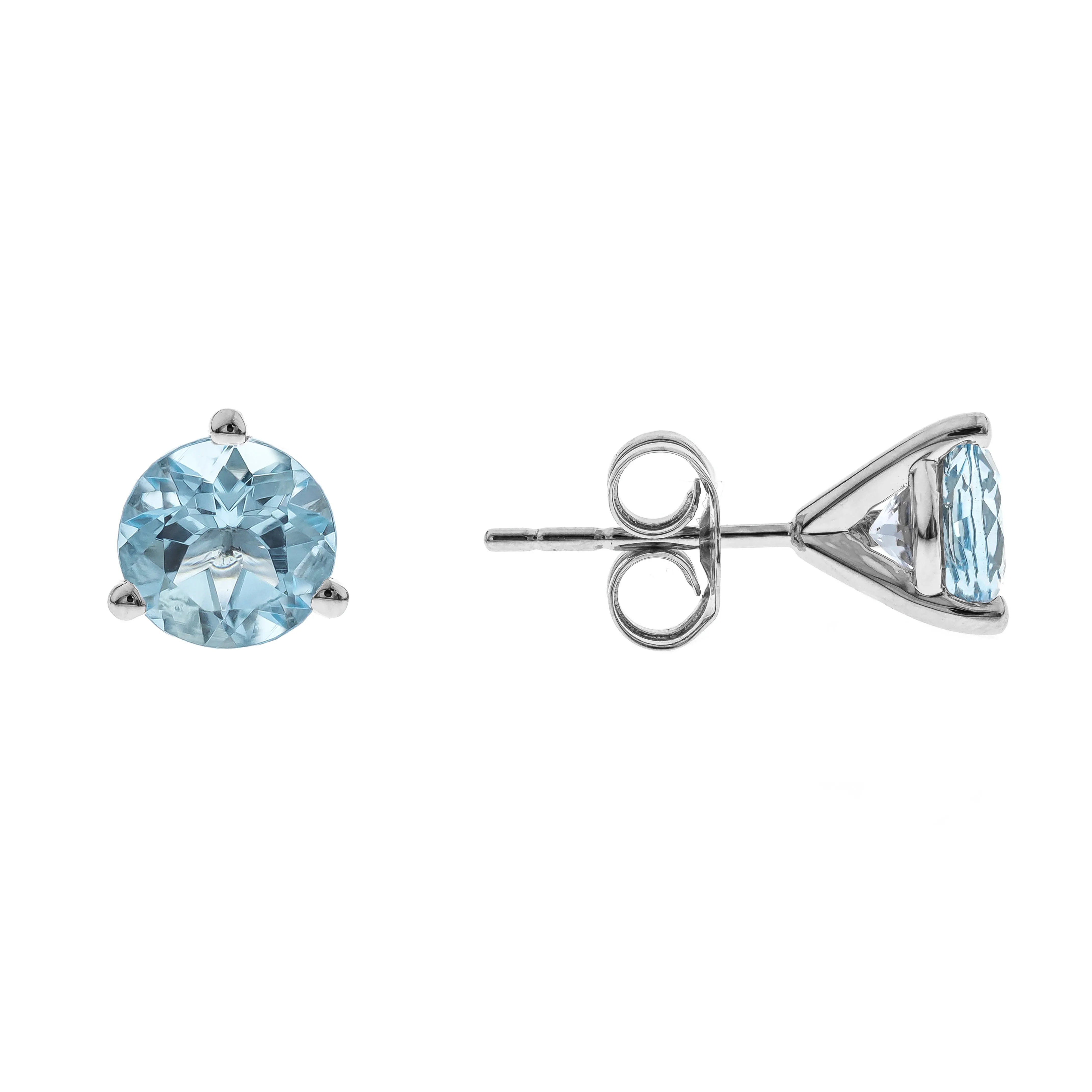 14K White Gold Aquamarine Earrings