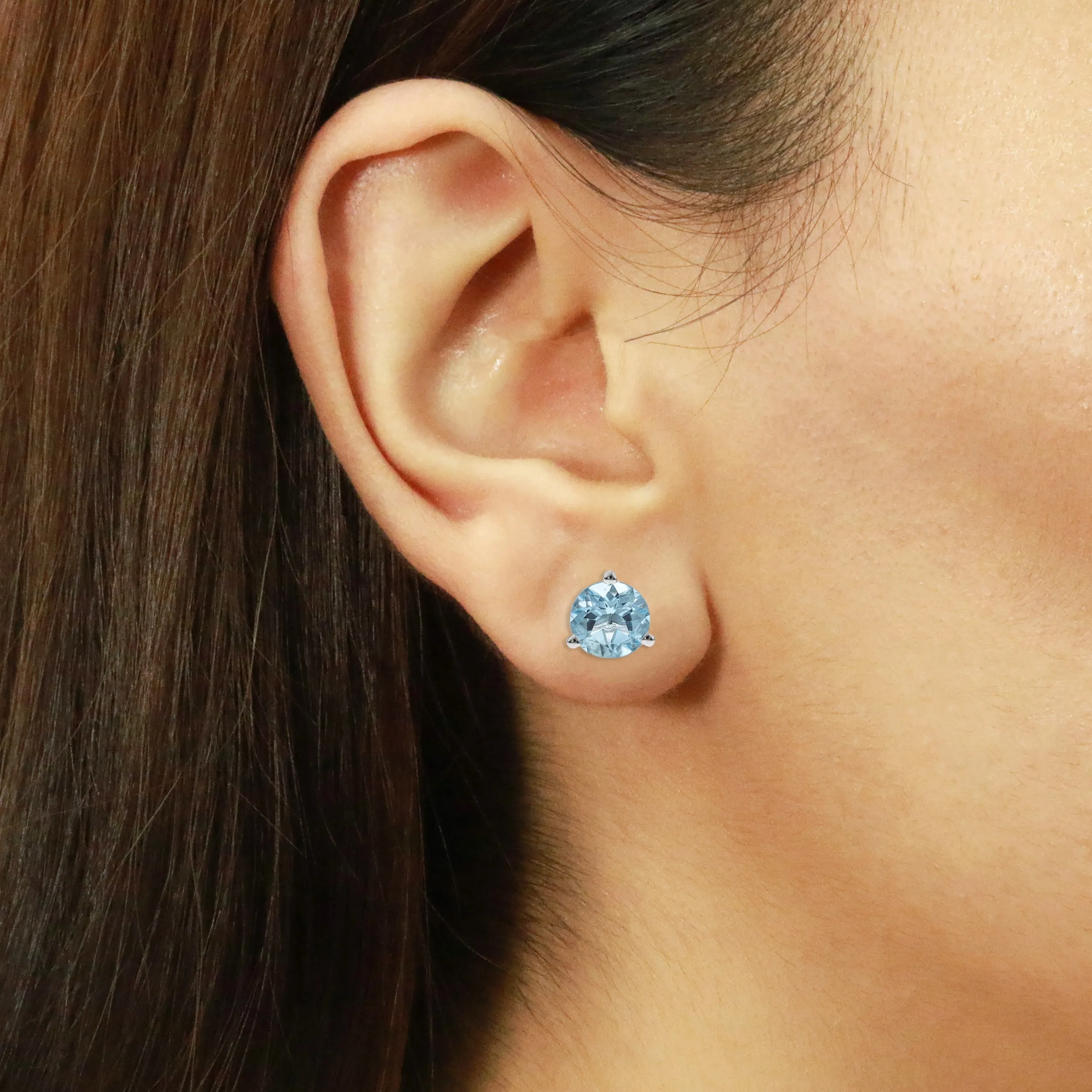14K White Gold Aquamarine Earrings