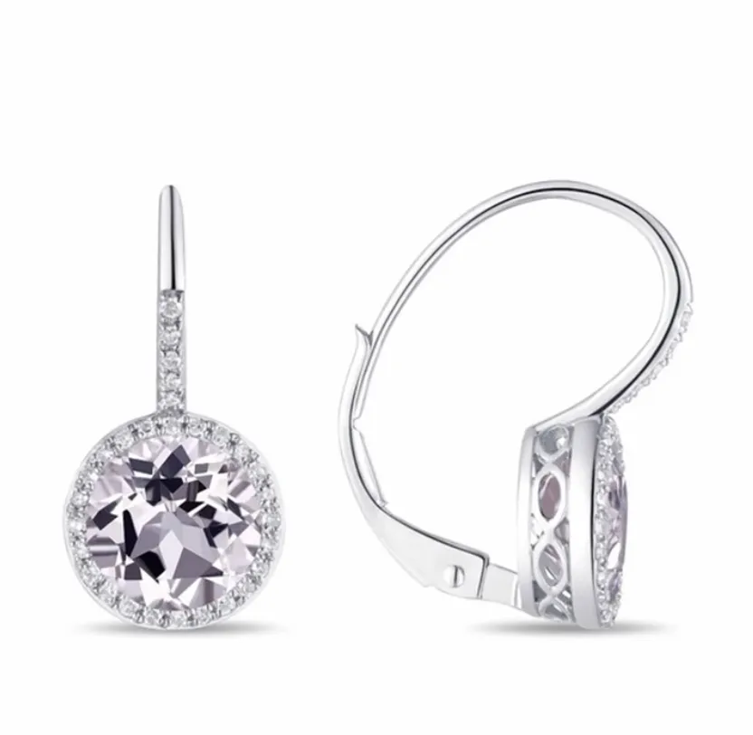14K White Topaz Corundum Earrings