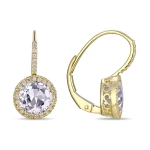 14K White Topaz Corundum Earrings