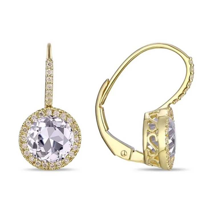 14K White Topaz Corundum Earrings