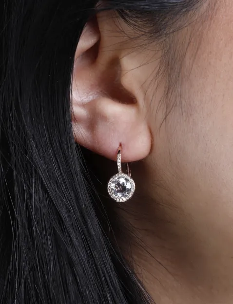 14K White Topaz Corundum Earrings