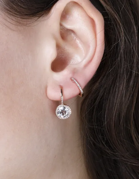 14K White Topaz Corundum Earrings