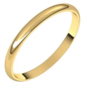 14K Yellow 2 mm Half Round Ultra-Light Band Size 5