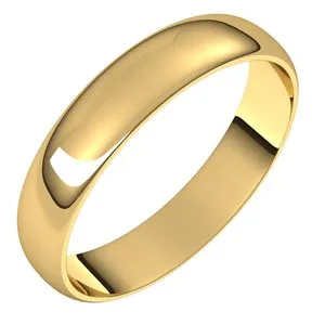 14K Yellow 4 mm Half Round Ultra-Light Band Size 7.5