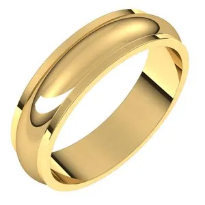 14K Yellow 5 mm Half Round Edge Band Size 7.5