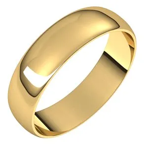 14K Yellow 5 mm Half Round Ultra-Light Band Size 8