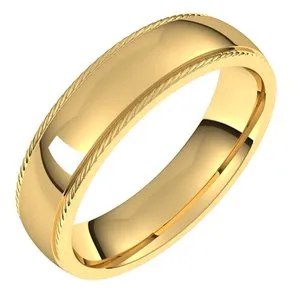 14K Yellow 5 mm Rope Half Round Comfort Fit Band Size 8.5