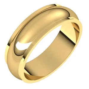 14K Yellow 6 mm Half Round Edge Band Size 7