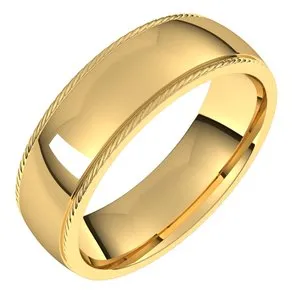 14K Yellow 6 mm Rope Half Round Comfort Fit Band Size 11