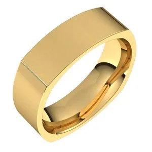 14K Yellow 6 mm Square Comfort Fit Band Size 13