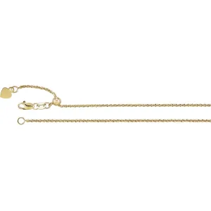 14k Yellow Gold 1.4mm Adjustable Fashion Chain