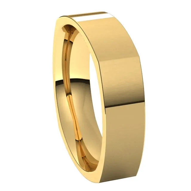 14K Yellow Gold 5 mm Square Comfort Fit Wedding Band