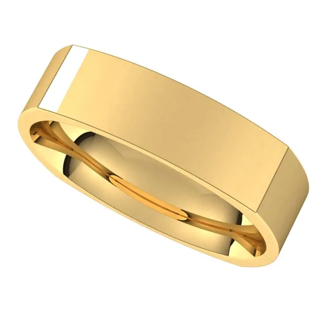 14K Yellow Gold 5 mm Square Comfort Fit Wedding Band