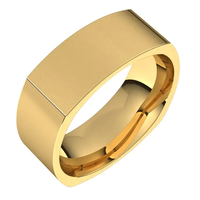 14K Yellow Gold 7 mm Square Comfort Fit Wedding Band
