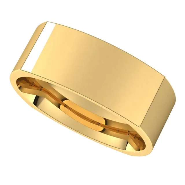 14K Yellow Gold 7 mm Square Comfort Fit Wedding Band