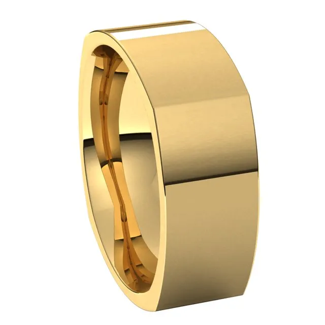 14K Yellow Gold 7 mm Square Comfort Fit Wedding Band
