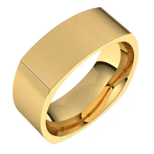 14K Yellow Gold 7 mm Square Comfort Fit Wedding Band