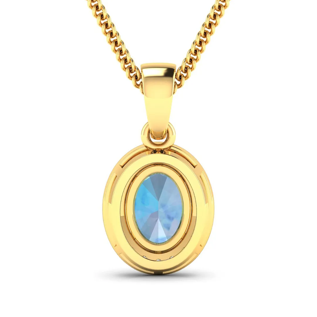 14K Yellow Gold Aquamarine Diamond Pendant