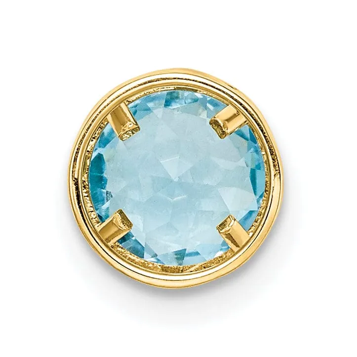 14k Yellow Gold Blue Topaz Bezel Pendant