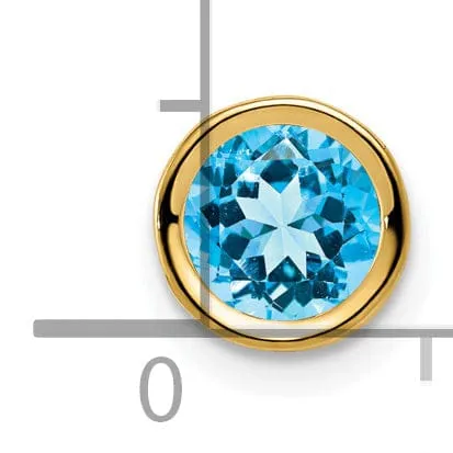 14k Yellow Gold Blue Topaz Bezel Pendant