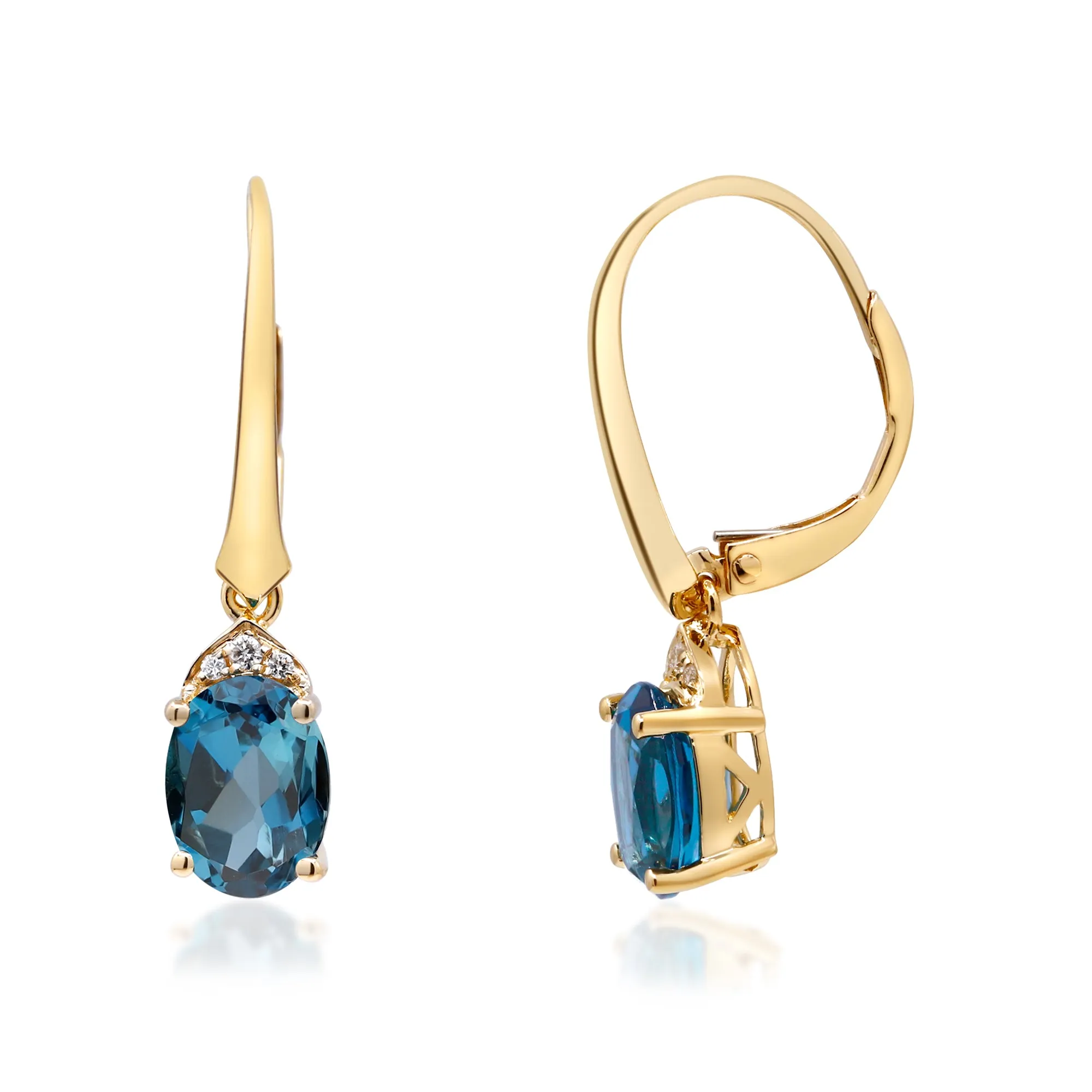 14K Yellow Gold London Blue Topaz Earrings