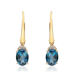 14K Yellow Gold London Blue Topaz Earrings