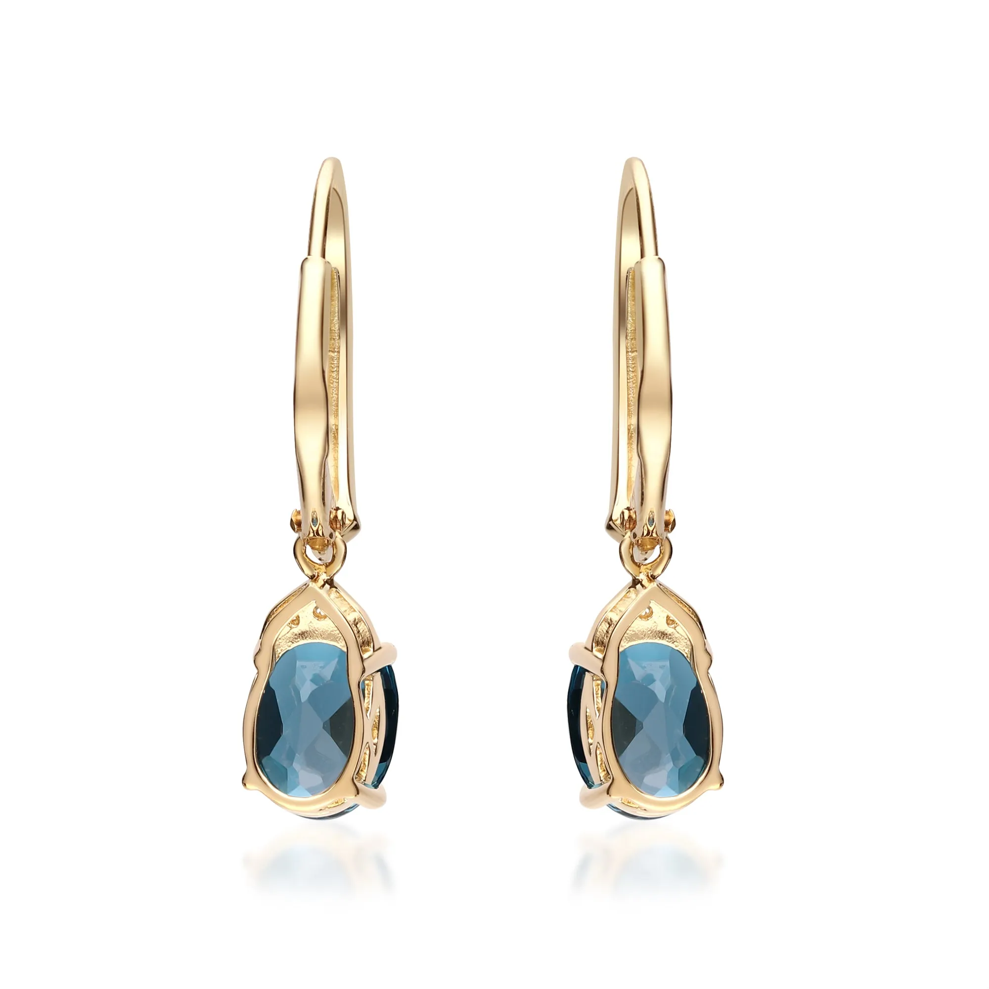 14K Yellow Gold London Blue Topaz Earrings
