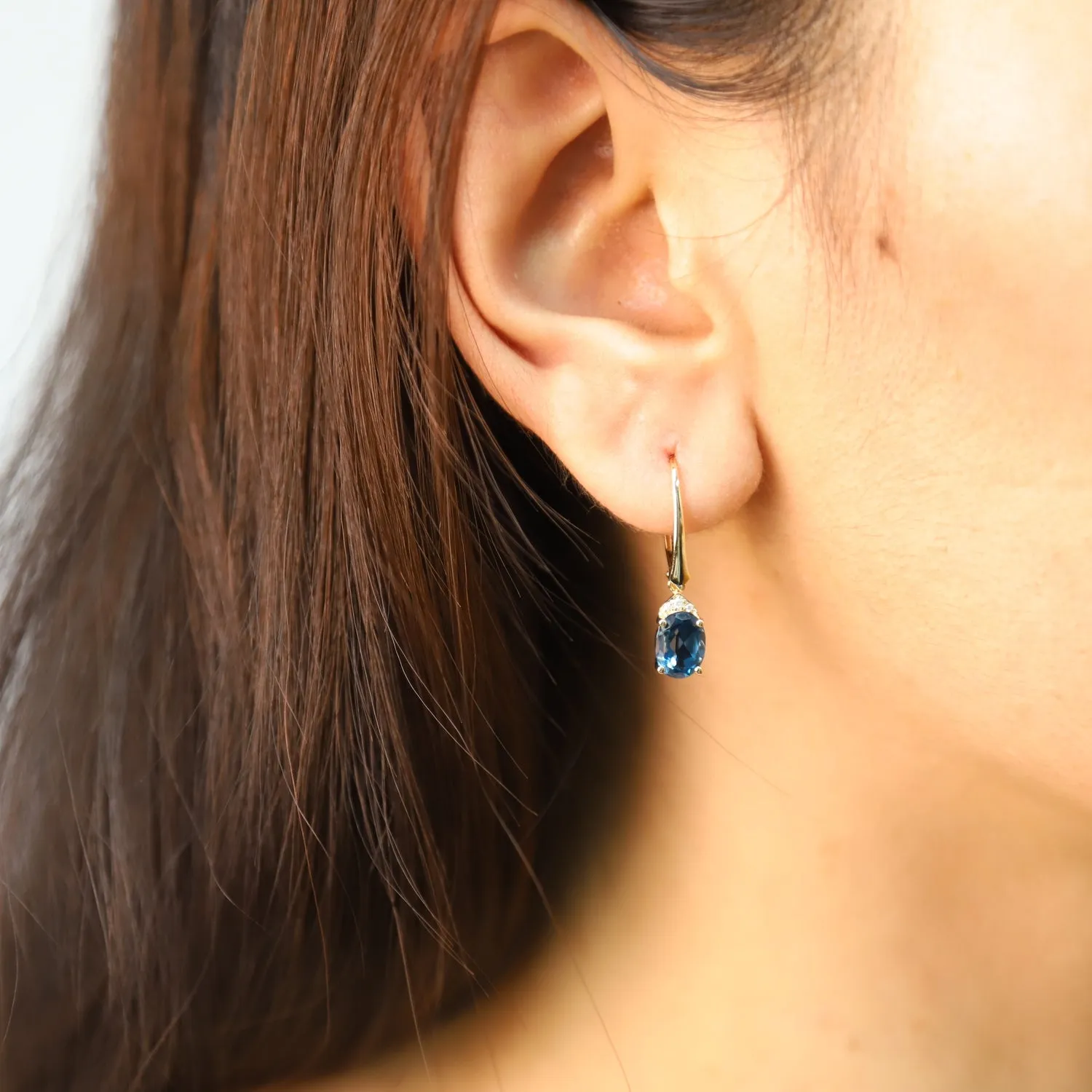14K Yellow Gold London Blue Topaz Earrings