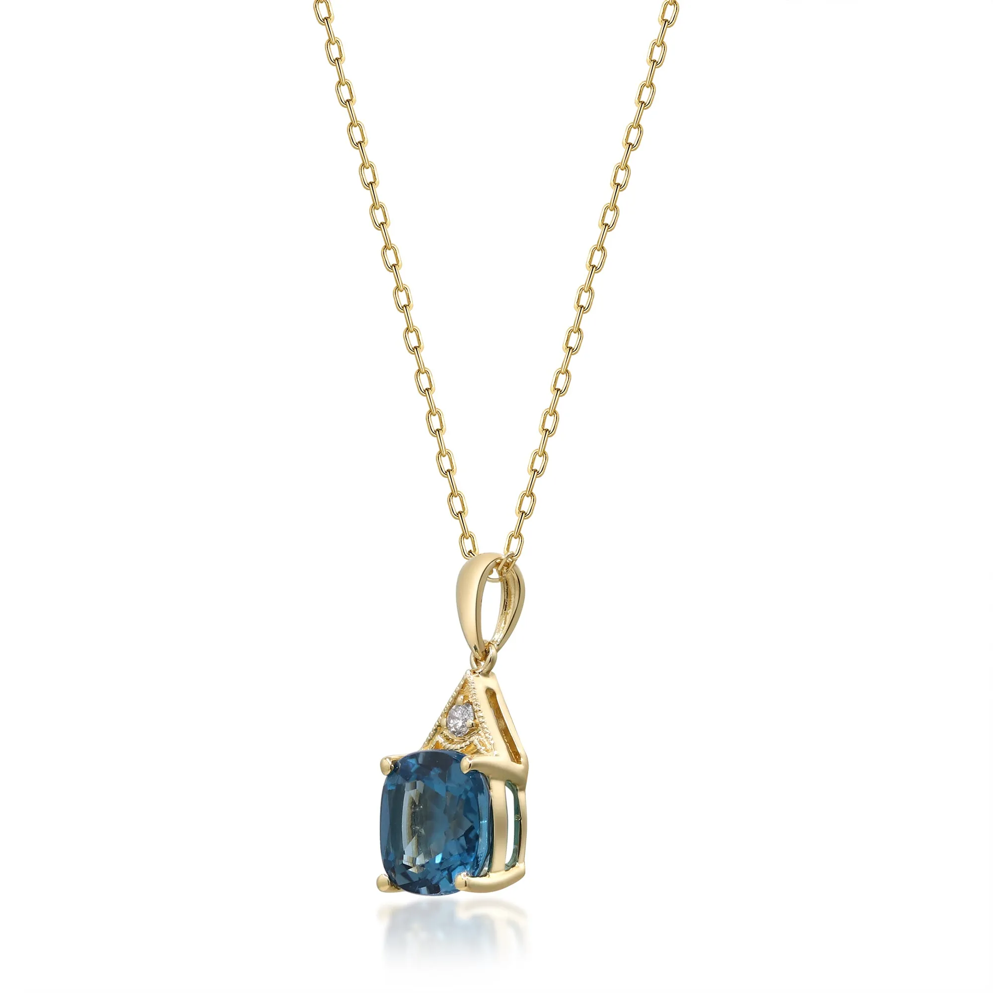 14K Yellow Gold London Blue Topaz Pendant