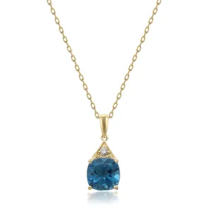 14K Yellow Gold London Blue Topaz Pendant