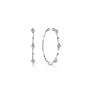 14KW Round Classic Diamond Hoop Earrings
