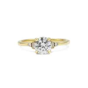 14ky Low Profile Baguette & Round Accented Diamond Ring
