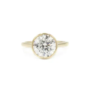 14ky Round Bezel Cathedral Diamond Ring