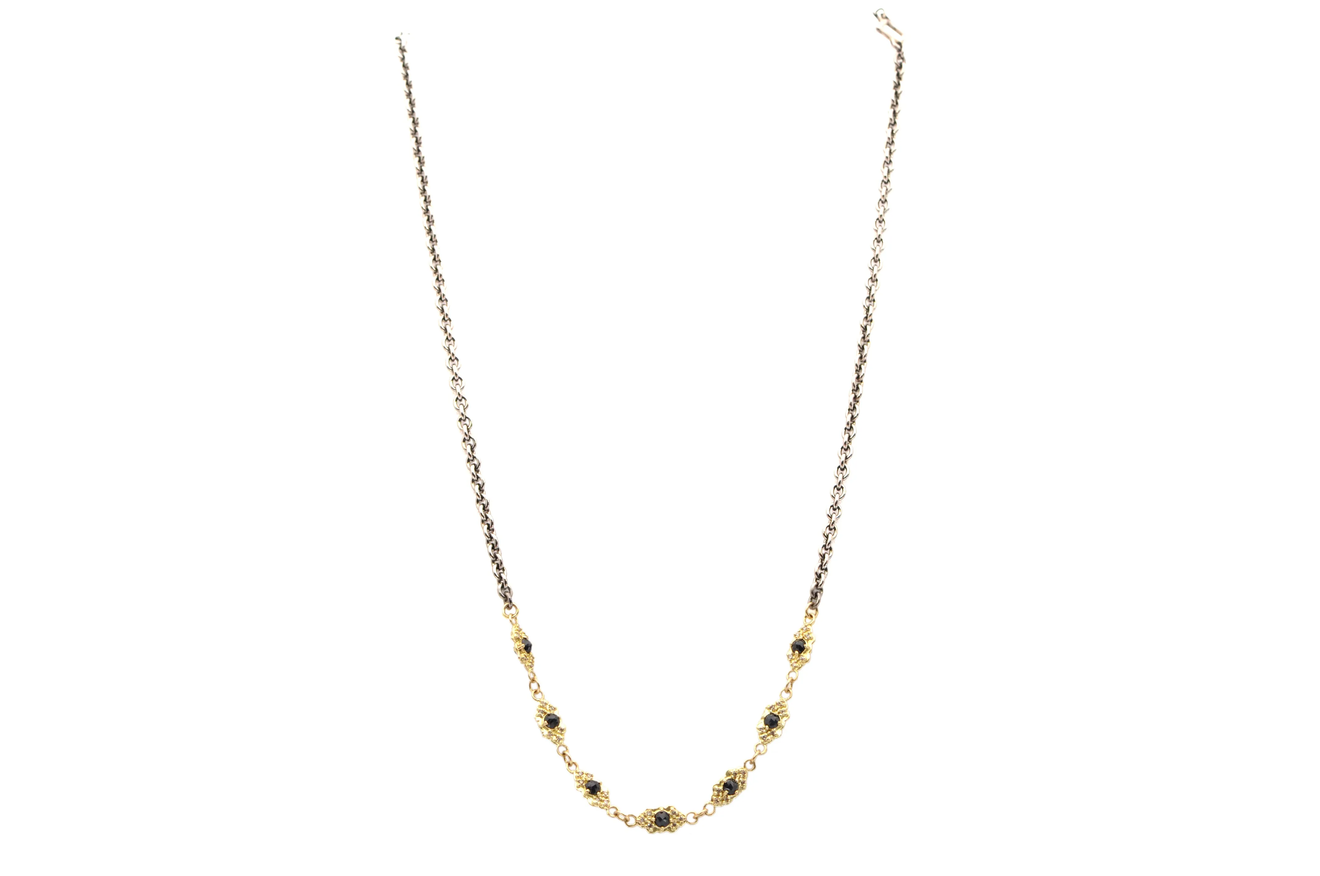 17.5" CHAIN LINK NECKLACE WITH CARVED SCROLL STATIONS